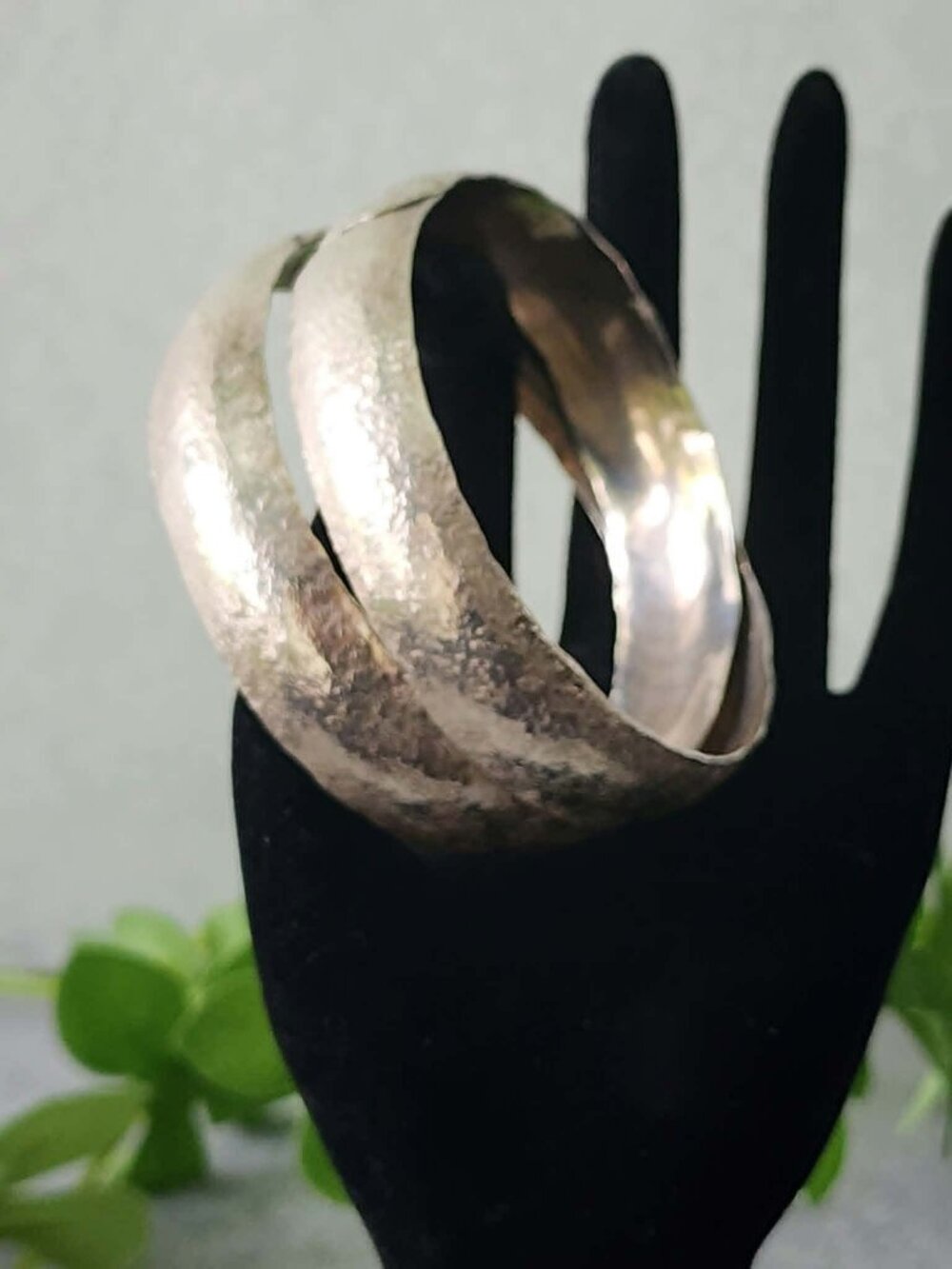Vintage 1986 K. Luber Sterling Silver Textured Cuff Bracelet 47g Signed